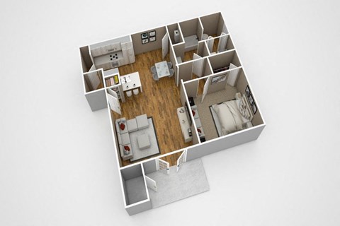 1BR Floor Plan A( at Lexington Pointe Apartment Homes, Oxford, MS, 38655